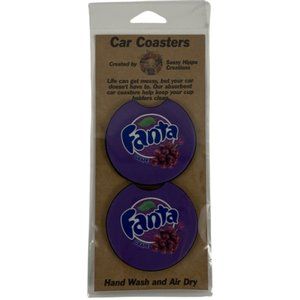 Car Coasters Fanta Grape Soda Pop Beverage Set of 2 Neoprene Absorbent